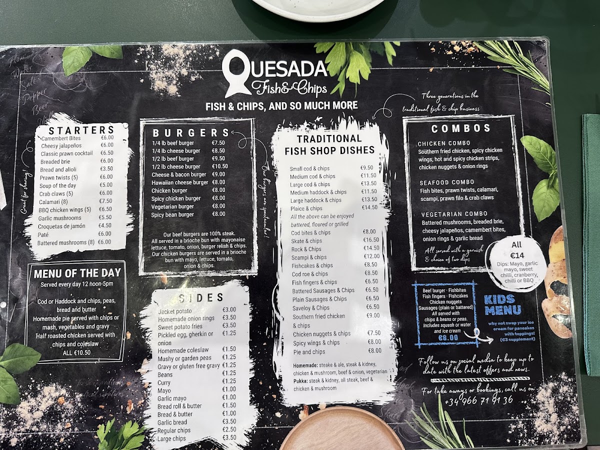 Quesada Fish and Chips Menu - Image 1